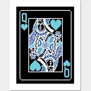 Queen of Hearts Pixel Art Bright Negative Mode Posters and Art